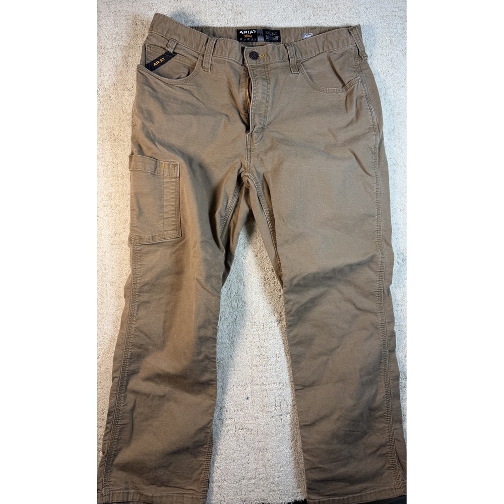 Ariat Rebar M4 Workwear Pants Mens 36x30 Brown Relaxed Fit Straight Leg Outdoor